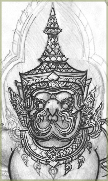 Garuda's face drawing